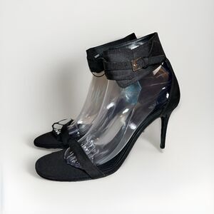 ZARA *NEW* Buckle Black High Heels Stiletto Sandals Ankle Strap Women US 9 EU 40